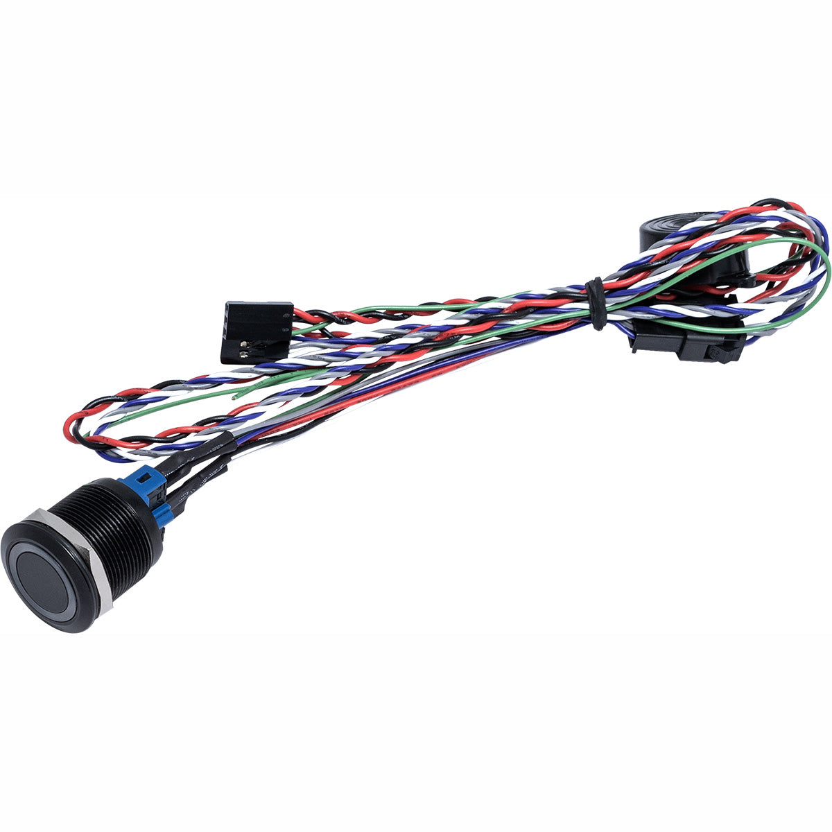 E-Stopp Black Billet Button with Blue LED and Wiring Harness