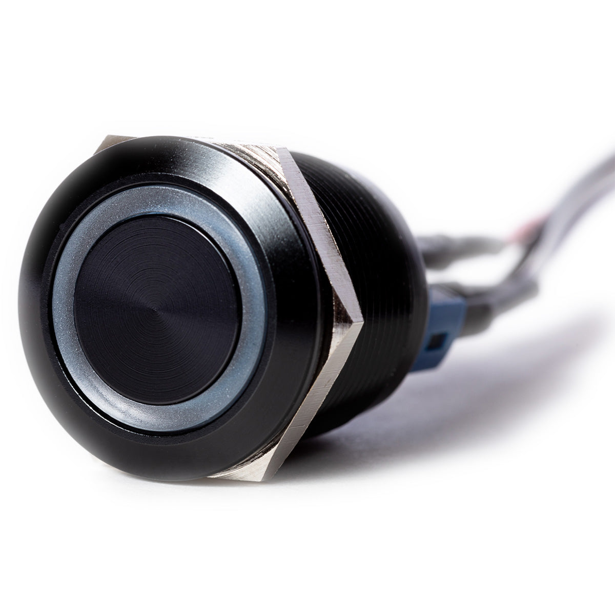 Black Billet Button with Blue LED Black Billet Button with Blue LED