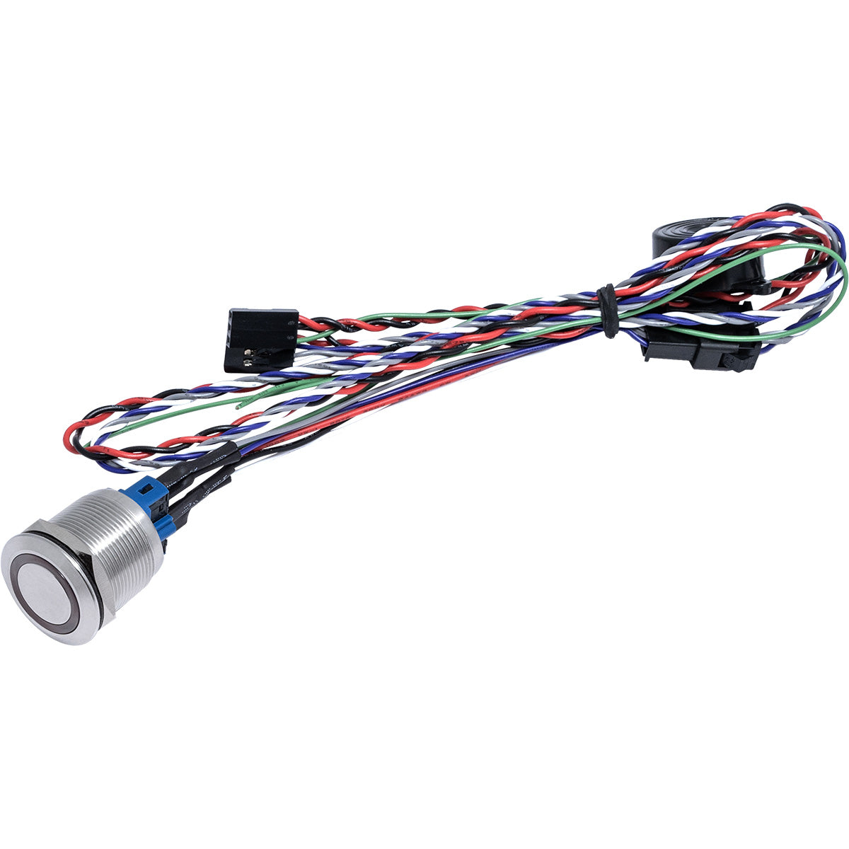 E-Stopp Silver Billet Button with Red LED and Wiring Harness