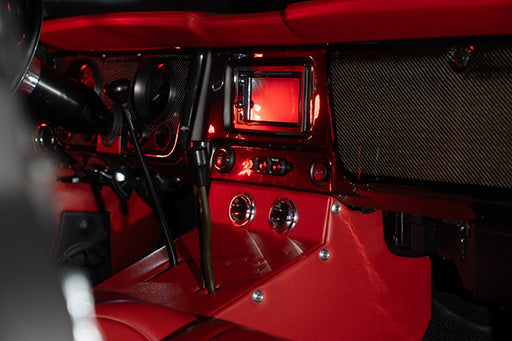Dashboard of PPC Blazer lit with red light
