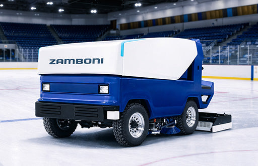Zamboni ice resurfacing machine on an ice rink.